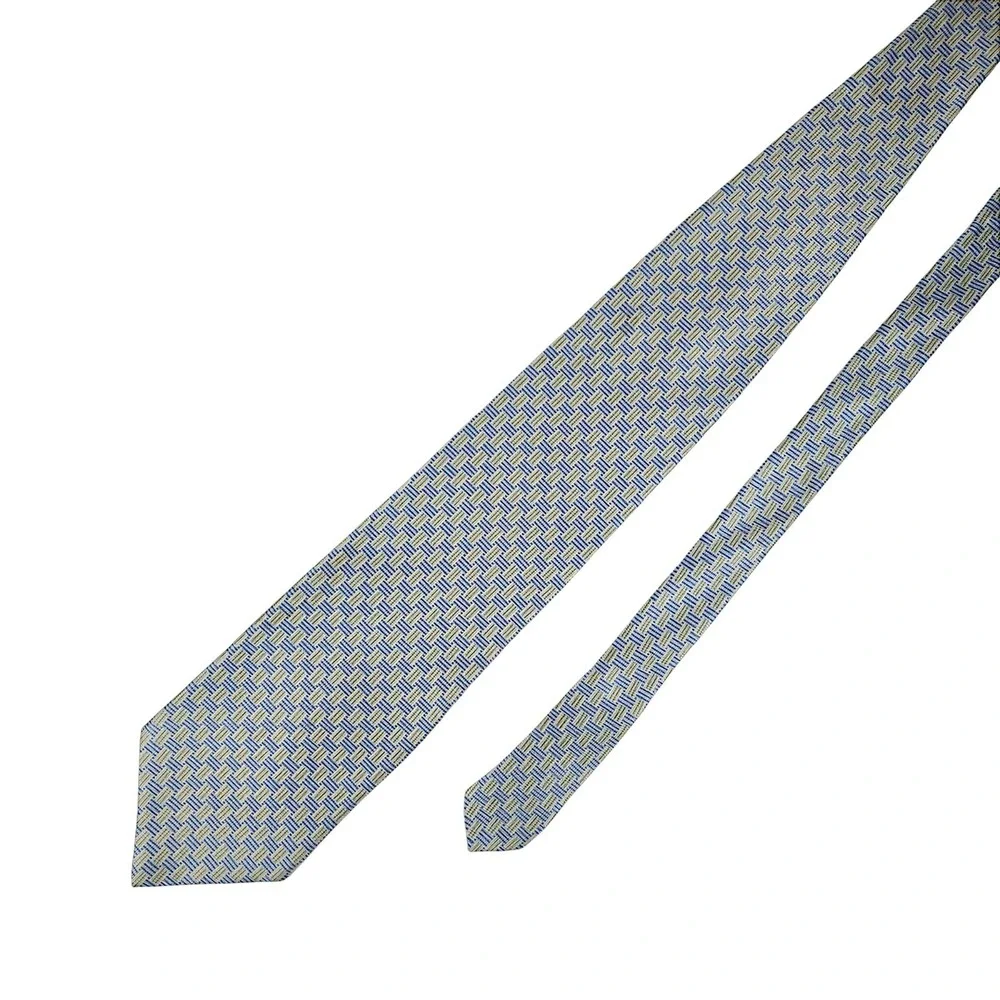 Croft & Barrow 100% Silk Men's Necktie Geometric Green Blue Vintage